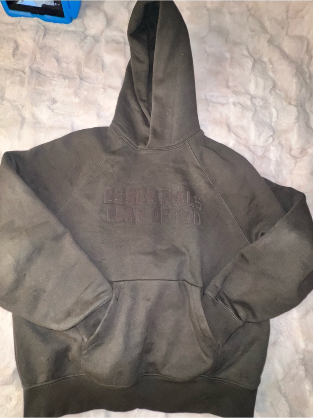 Essentials Crewneck Hoodie in Olive Green | S |